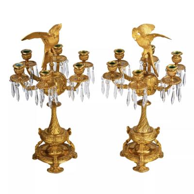 Pair Of Candelabra With Figures Of Paradise Birds Russia 19th Century