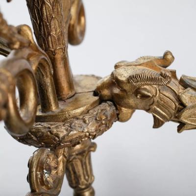 Pair Of Empire Style Gilt Bronze Wall Sconces With Lion Mascarons France