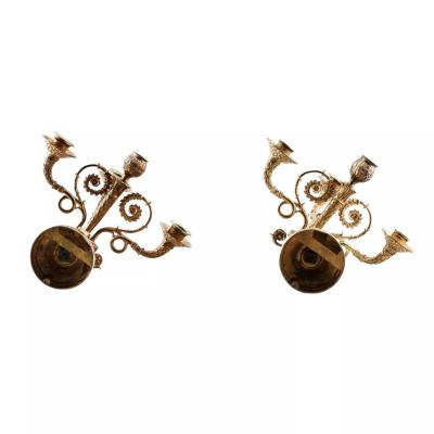 Pair Of Empire Style Gilt Bronze Wall Sconces With Lion Mascarons France