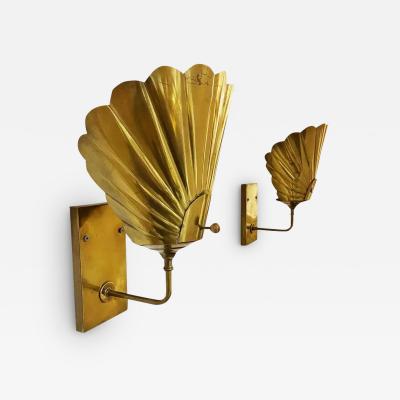 Pair Vintage MidCentury Italian Modern Wall Sconces Lights in Patinated Brass