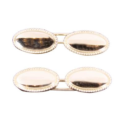 Pair of Art Deco Gold Oval Cufflinks with Rope Detail