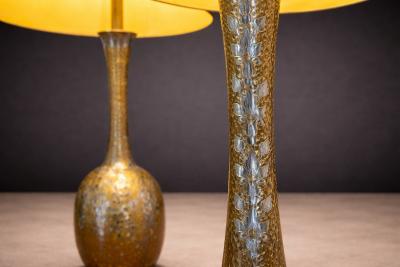 Pair of Art Nouveau Table Lamps in Metal Brass and Marble US 1930s Lot 825