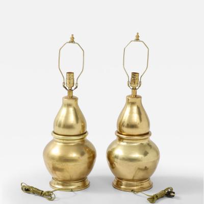 Pair of Brass Gourd Lamps