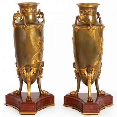 Pair of Bronze Mythological Amphora Garnitures Circa 1880