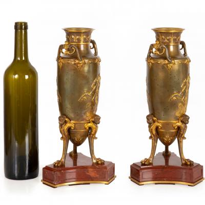 Pair of Bronze Mythological Amphora Garnitures Circa 1880