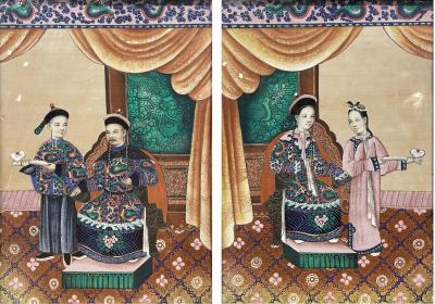 Pair of Chinese ancestor portraits