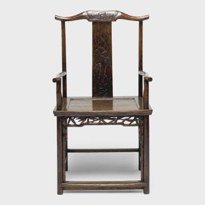 Pair of Fine Yoke Back Armchairs with Bamboo Carvings