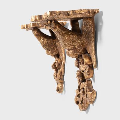 Pair of Gilt Wall Brackets of Ho Ho Birds