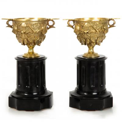 Pair of Grand Tour Bronze Two Handle Cups after Antiquity Delafontaine
