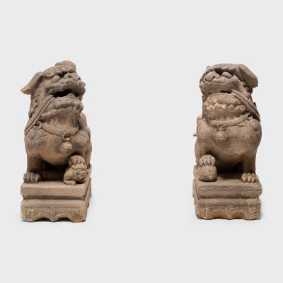 Pair of Guardian Fu Lions with Riders