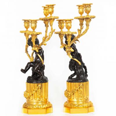 Pair of Louis XVI Style Four Light Candelabra after Clodion