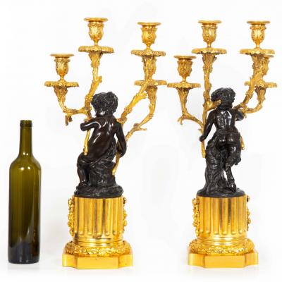 Pair of Louis XVI Style Four Light Candelabra after Clodion