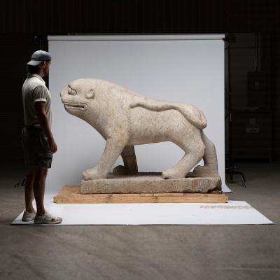 Pair of Monumental Stone Spirit Way Tigers