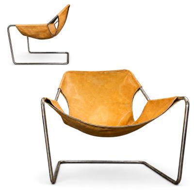 Pair of Paulistano Armchairs by Paulo Mendes da Rocha Leather Stainless Steel