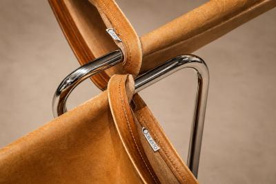 Pair of Paulistano Armchairs by Paulo Mendes da Rocha Leather Stainless Steel