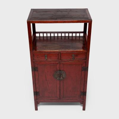 Pair of Red Lacquer Book Cabinets