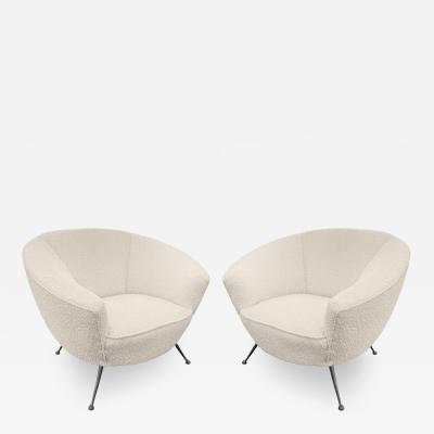 Pair of Rounded Italian Mid Century Lounge Chairs