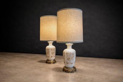 Pair of Vintage Table Lamps with Rose Motif Unknown 1960s Lot 822