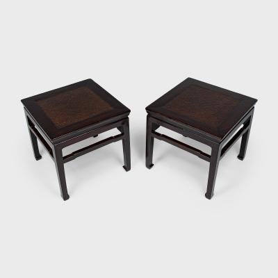 Pair of Woven Top Fang Deng Stools