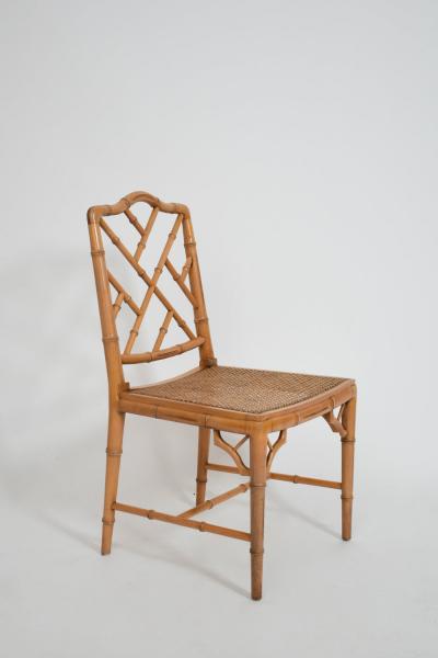 Pair of faux bamboo and canning chairs 1970s 