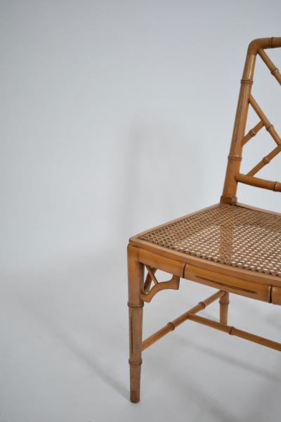 Pair of faux bamboo and canning chairs 1970s 