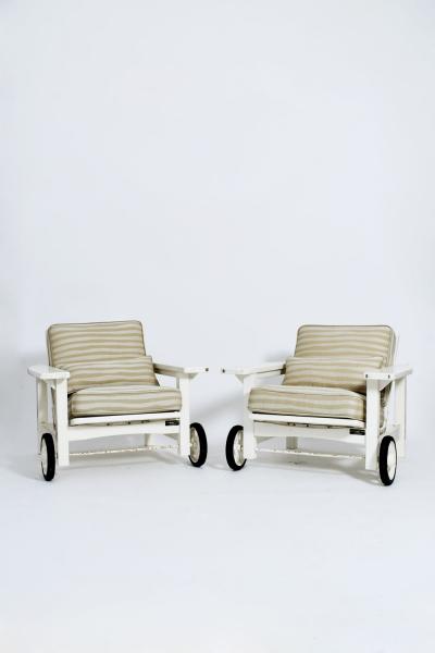 Pair of garden reclinable armchairs 1970s 