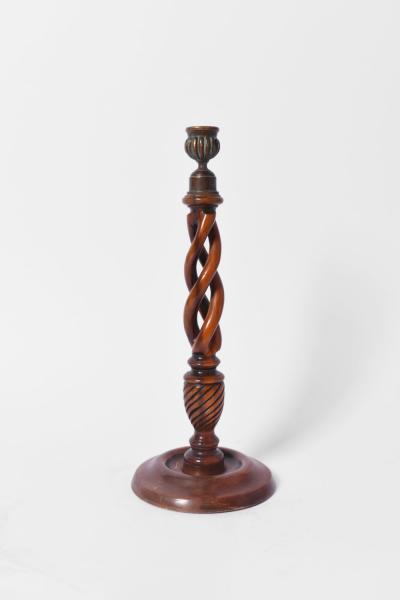 Pair of turned wood candlesticks 19th c 