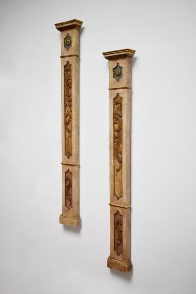 Pair of wooden painted columns 19th c 