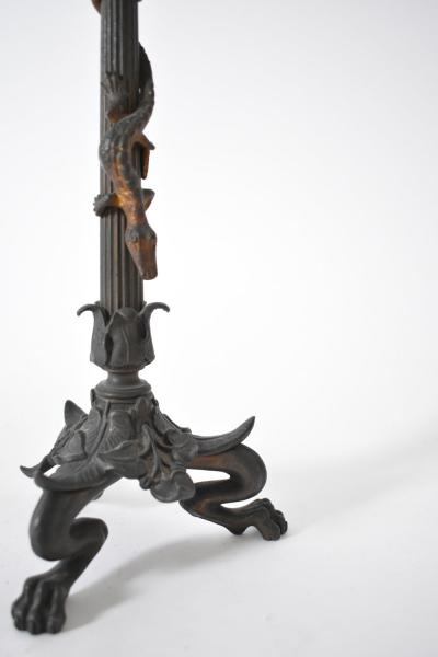 Pair of zoomorphic bronze candle holders XIXth c 