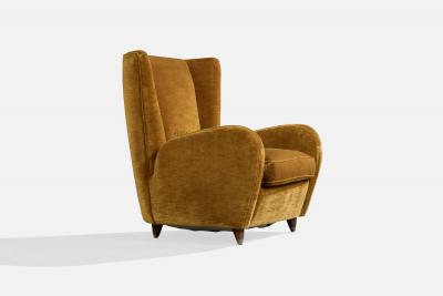Paolo Buffa Lounge Chairs with Wood and Velvet Italy 1950s