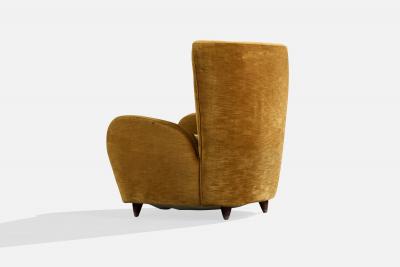 Paolo Buffa Lounge Chairs with Wood and Velvet Italy 1950s