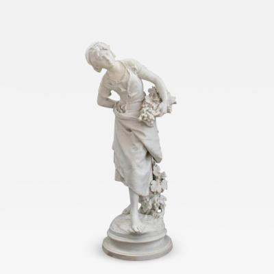 Paris Porcelain Sculpture Portrait of a Woman Grappilleuse Signed