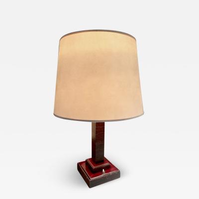 Paul Dupr Lafon rare leather Table lamp