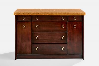 Paul Frankl Cabinet with Mahogany Brass and Cork USA 1950s