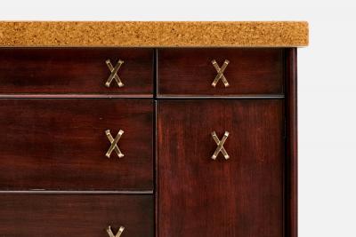Paul Frankl Cabinet with Mahogany Brass and Cork USA 1950s
