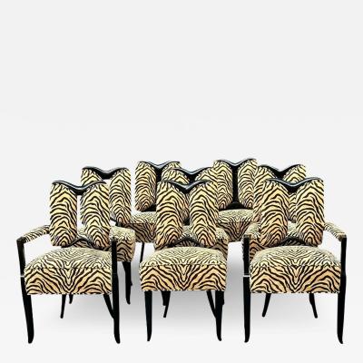 Paul Frankl Vintage Paul Frankl Corset Dining Chairs in Scalamandre Zebra Chenille