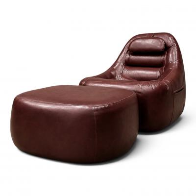 Percival Lafer MP 113 Lounge Chair Ottoman in Original Faux Leather 1970s