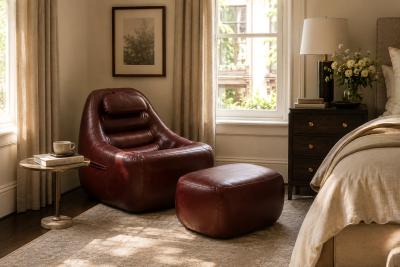 Percival Lafer MP 113 Lounge Chair Ottoman in Original Faux Leather 1970s