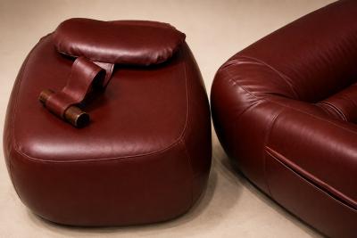 Percival Lafer MP 113 Lounge Chair Ottoman in Original Faux Leather 1970s