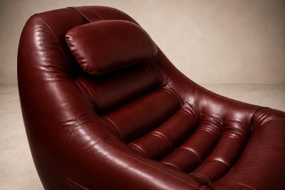 Percival Lafer MP 113 Lounge Chair Ottoman in Original Faux Leather 1970s