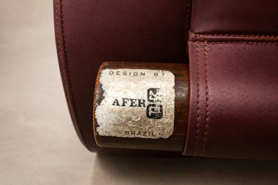 Percival Lafer MP 113 Lounge Chair Ottoman in Original Faux Leather 1970s