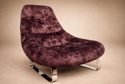 Percival Lafer MP 163 Earth Lounge Chair Ottoman in Tufted Mohair 1976
