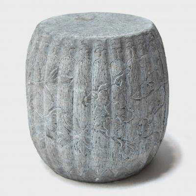 Petite Melon Stone Drum with Fruit Flora