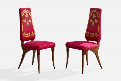 Pier Luigi Colli Dining Room Chairs with Wood and Fabric Italy 1950s