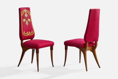 Pier Luigi Colli Dining Room Chairs with Wood and Fabric Italy 1950s