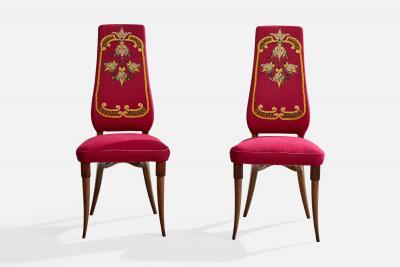Pier Luigi Colli Dining Room Chairs with Wood and Fabric Italy 1950s