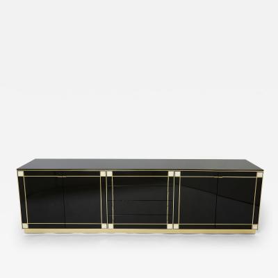 Pierre Cardin Pierre Cardin sideboard brass black lacquered shell inlays 1980s