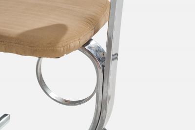 Pierre Folie Dining Room Chairs with Chrome Metal and Velvet France 1970s