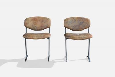 Pierre Pichard Dining Room Chairs with Metal and Vinyl France 1970s
