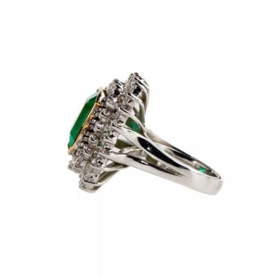 Platinum Ring With Emerald And Diamonds 21st Century